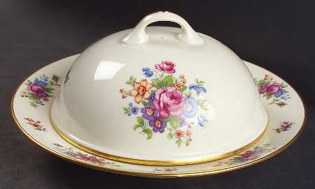 Lenox Rose Muffin Dish & Lid