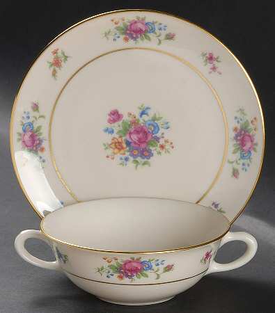 Lenox Rose Flat Cream Soup Bowl & Saucer Set