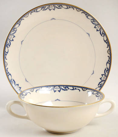 Liberty Flat Cream Soup Bowl & Dessert Plate/Saucer Set