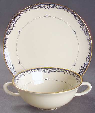 Liberty Flat Cream Soup Bowl & Dessert Plate/Saucer Set