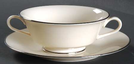 Maywood (No Design) Footed Cream Soup Bowl & Saucer Set