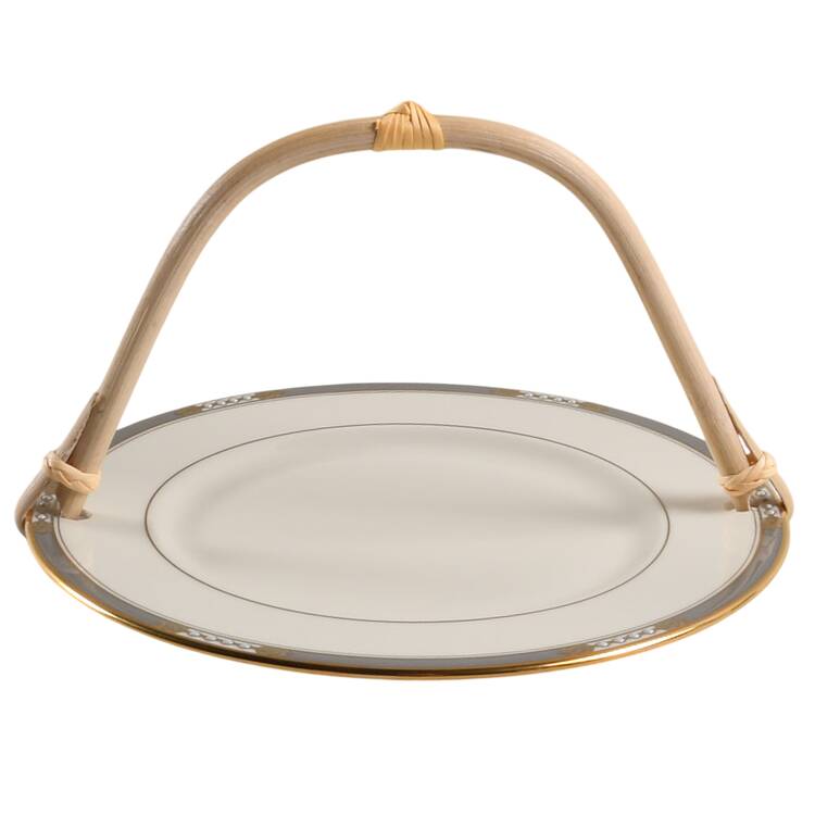 McKinley 5 3/8"-5 5/8" Bamboo Handled Serving Plate  HC
