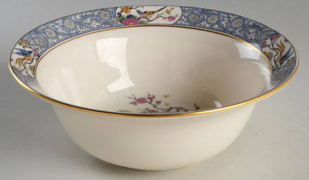 Ming-Birds (Older, Cream, Black Green Stamp) 8" Round Vegetable Bowl