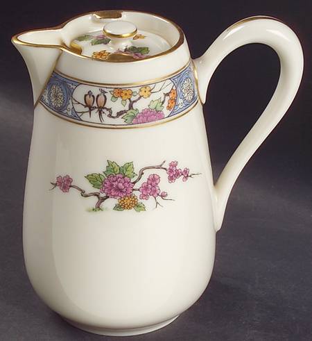 Ming-Birds (Older, Cream, Black Green Stamp) Hot Milk Pitcher & Lid