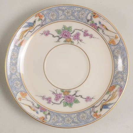 Ming-Birds (Older, Cream, Black Green Stamp) Saucer