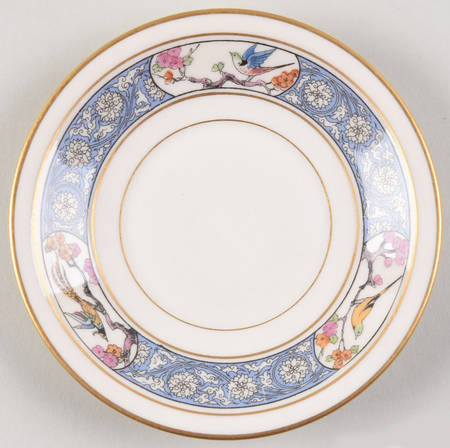 Ming-Birds (Older, Cream, Black Green Stamp) Saucer for Chocolate Cup