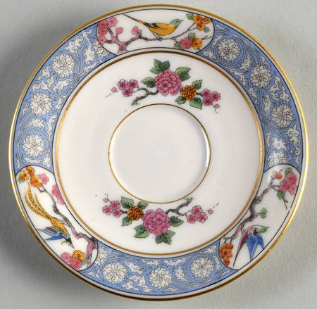 Ming-Birds (Older, Cream, Black Green Stamp) Saucer for Demitasse Cup