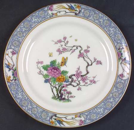 Ming-Birds (Older, Cream, Black Green Stamp) Dessert/Pie Plate