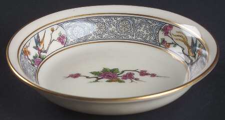Ming-Birds (Older, Cream, Black Green Stamp) Fruit/Dessert (Sauce) Bowl