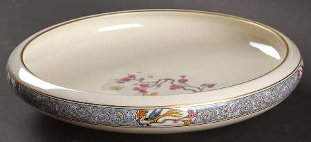 Ming-Birds (Older, Cream, Black Green Stamp) 11" Gardenia Bowl