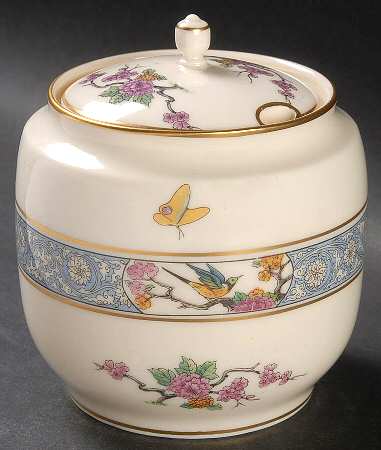 Ming-Birds (Older, Cream, Black Green Stamp) Marmalade & Lid