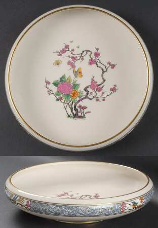 Ming-Birds (Older, Cream, Black Green Stamp) 9" Gardenia Bowl