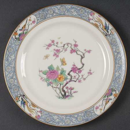 Ming-Birds (Older, Cream, Black Green Stamp) Luncheon Plate