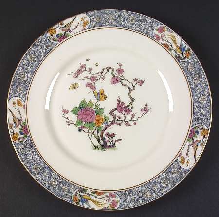 Ming-Birds (Older, Cream, Black Green Stamp) Service Plate (Charger)