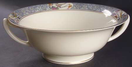 Ming-Birds (Older, Cream, Black Green Stamp) 9" Salad Serving Bowl