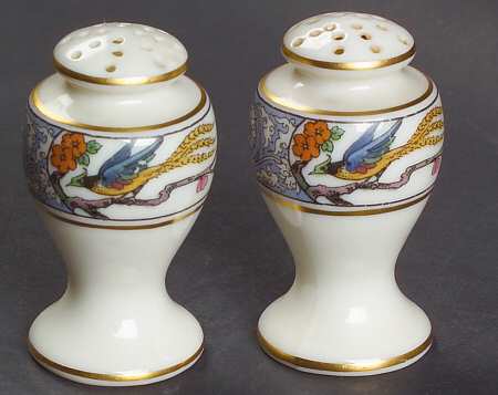 Ming-Birds (Older, Cream, Black Green Stamp) Individual Salt & Pepper Set
