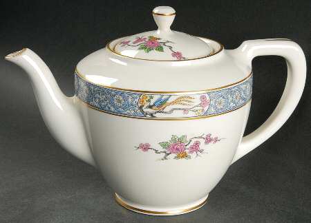 Ming-Birds (Older, Cream, Black Green Stamp) Shape 1961 Teapot & Lid