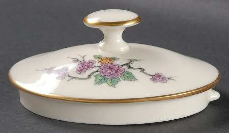Ming-Birds (Older, Cream, Black Green Stamp) Lid for Shape 742 Small Teapot