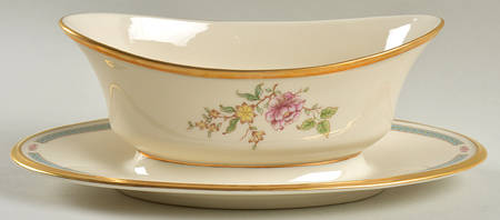 Morning Blossom Gravy Boat with Attached Underplate