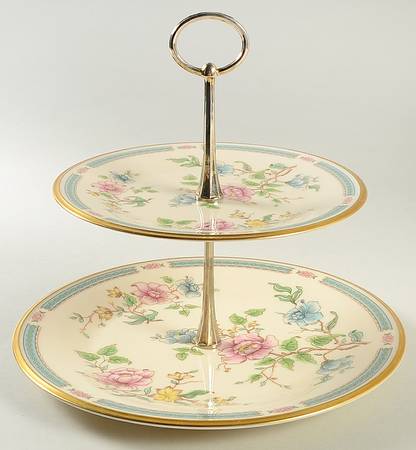 Morning Blossom 2 Tiered Serving Tray (Dinner & Salad Plate)