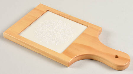 Moonspun 10" Natural Wood Cheese Board with Tile  HC