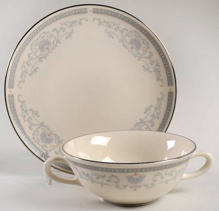 Mt. Vernon Flat Cream Soup Bowl & Dessert Plate/Saucer Set by Lenox