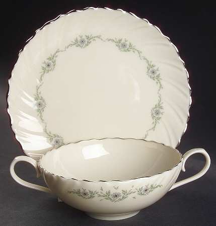 Musette Flat Cream Soup Bowl & Dessert Plate/Saucer Set