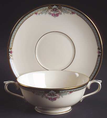 Newbury Square Footed Cream Soup Bowl & Saucer Set
