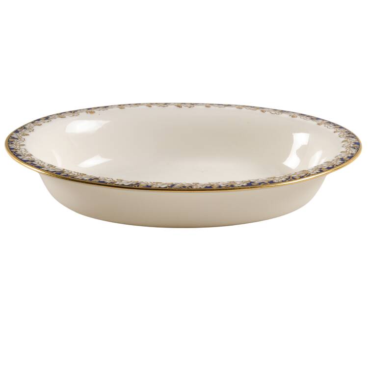 Oakleaf Cobalt Blue (All Cream) 10" Oval Vegetable Bowl