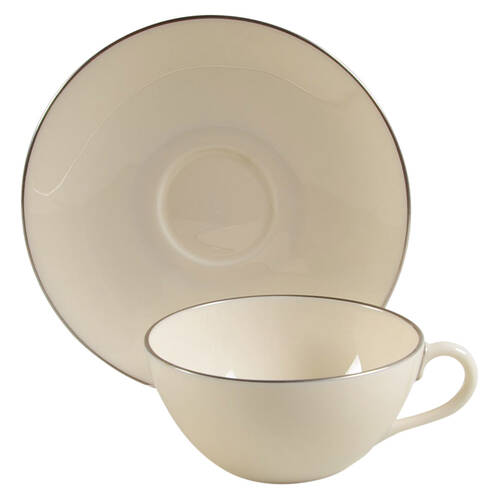 Olympia Platinum Flat Cup & Saucer Set by Lenox