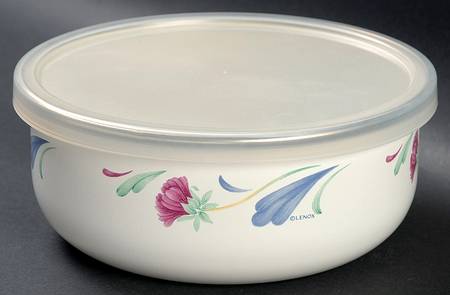 Poppies On Blue 6" Metal Bowl W/Plastic Lid