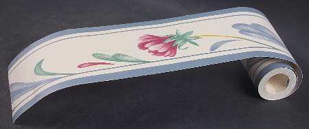 Poppies On Blue Wallpaper Border