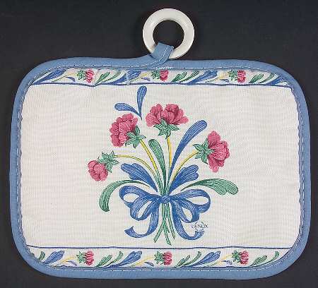 Poppies On Blue Cloth Potholder