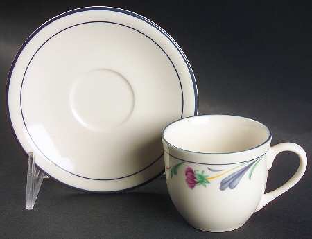 Poppies On Blue Flat Demitasse Cup & Saucer Set