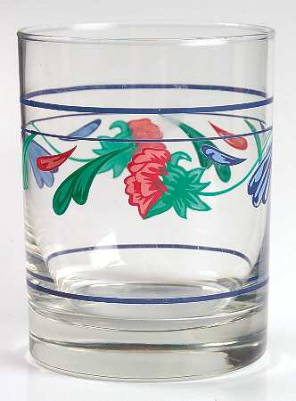 Poppies On Blue 12 Oz Glassware Double Old Fashioned