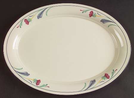 Poppies On Blue 13" Oval Serving Platter