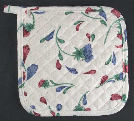 Poppies On Blue Cloth Potholder