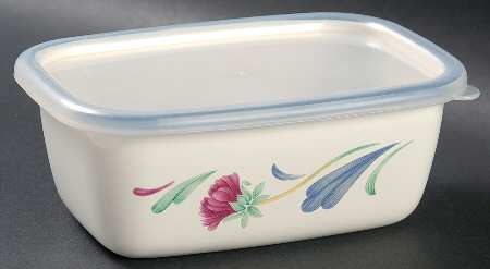 Poppies On Blue Small Rectangle Metal Baker W/Plastic Lid