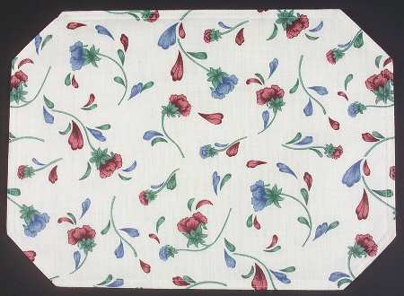Poppies On Blue Cloth Placemat