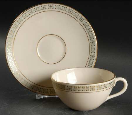 Rhythm (Turquoise & Gold) Flat Cup & Saucer Set