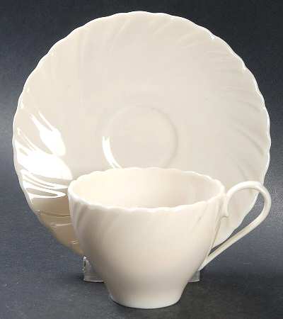 Sculpture (No Trim or Decoration) Flat Demitasse Cup & Saucer Set