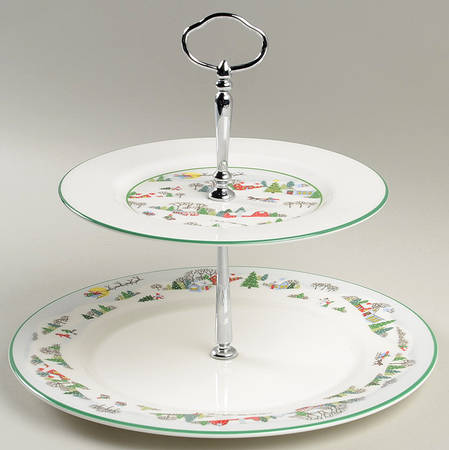 Sleighride 2 Tiered Serving Tray (Dinner & Salad Plate)