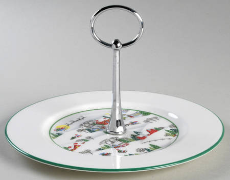 Sleighride Round Serving Plate with Handle (Sp)
