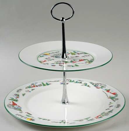 Sleighride 2 Tiered Serving Tray (Dinner & Salad Plate)