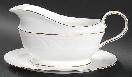 Snowdrift Gold Gravy Boat & Underplate by Lenox