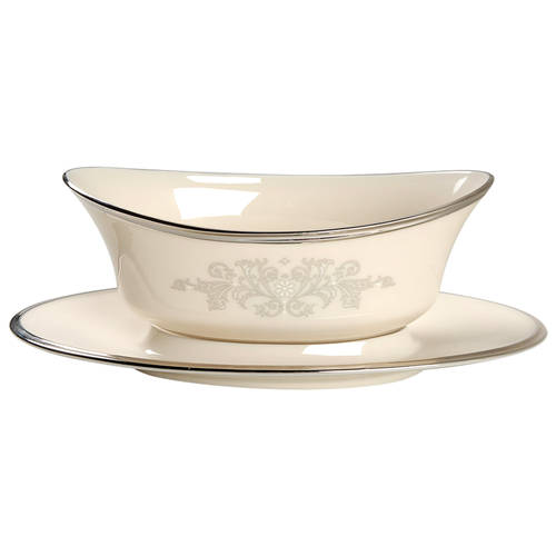 Snow Lily Gravy Boat with Attached Underplate by Lenox