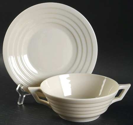 Terrace White Flat Cream Soup Bowl & Saucer Set