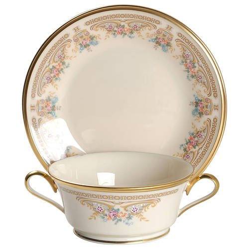 Versailles Footed Cream Soup & Dessert Plate/Saucer Set