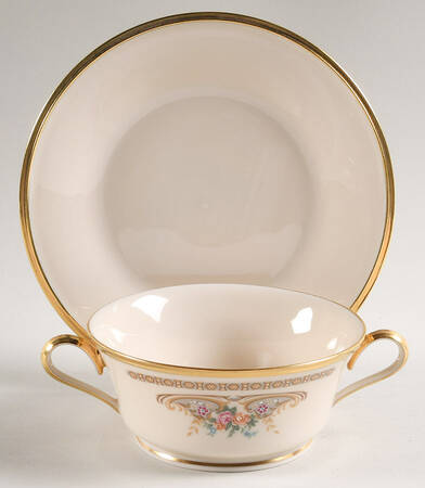 Versailles Footed Cream Soup & Dessert Plate/Saucer Set