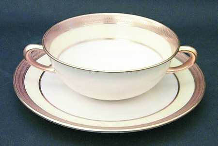 Vernon (Cream Rim) Flat Cream Soup Bowl & Saucer Set by Lenox